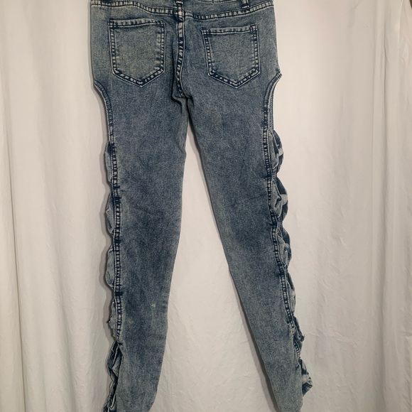 WOMENS EDEN ONE SIZE SMALL WAIST 26 BLUE DENIM JEANS WITH SIDE CUT OUTS - Picture 4 of 5